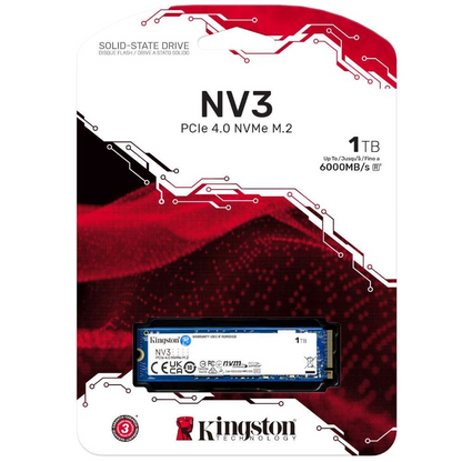 Kingston NV3 1TB M.2 2280 NVMe SSD | PCIe 4.0 Gen 4x4 | Up to 6000 MB/s | SNV3S/1000G