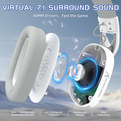 ATTACK SHARK L90 Foldable RGB Ultra-Light Tri-Mode Gaming Headset - WHITE