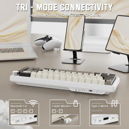 ATTACK SHARK X66 Wireless Mechanical Keyboard with Side Printed PBT Keycaps| CHEESEWHITE