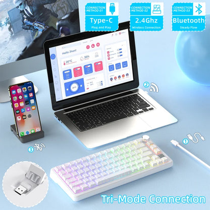 ATTACK SHARK X85PRO Tri-mode Gasket Mechanical Keyboard - White Contour