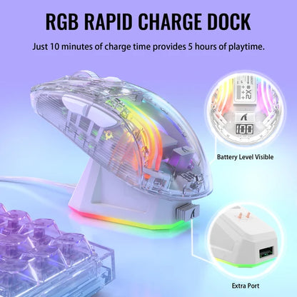 ATTACK SHARK X2PRO Wireless Gaming Mouse with Charging Dock - WHITE