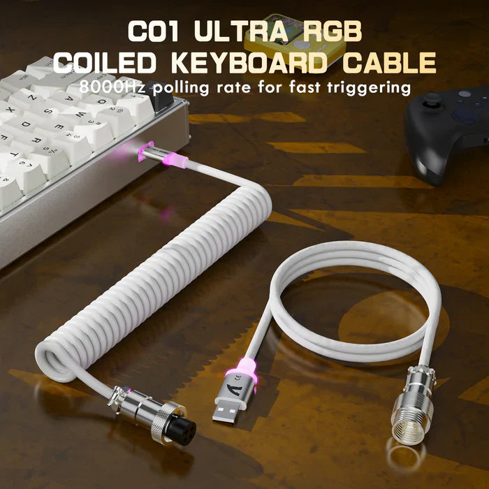 ATTACK SHARK X68MAX HE Keyboard Magnetic Switch with C01Ultra RGB Coiled Cable - Starlight White