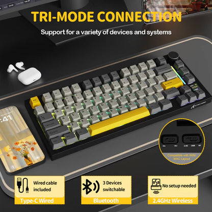 ATTACK SHARK X820Ultra RGB Tri-mode  Mechanical Keyboard - WHITE CONTOUR