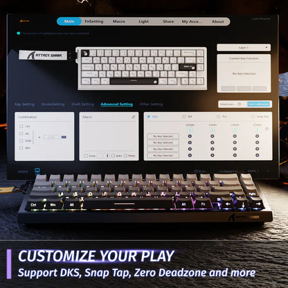 Attack Shark X68 HE Mechanical Keyboard – 66 Keys, Wired RGB, 8KHz Magnetic Switches, Rapid Trigger, Adjustable Actuation, RT/MT/DKS | Moon Night