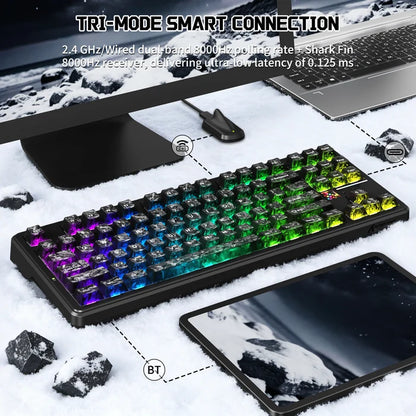 ATTACK SHARK X87 ULTRA Wireless Mechanical Keyboard - Ink Shadow megalodon