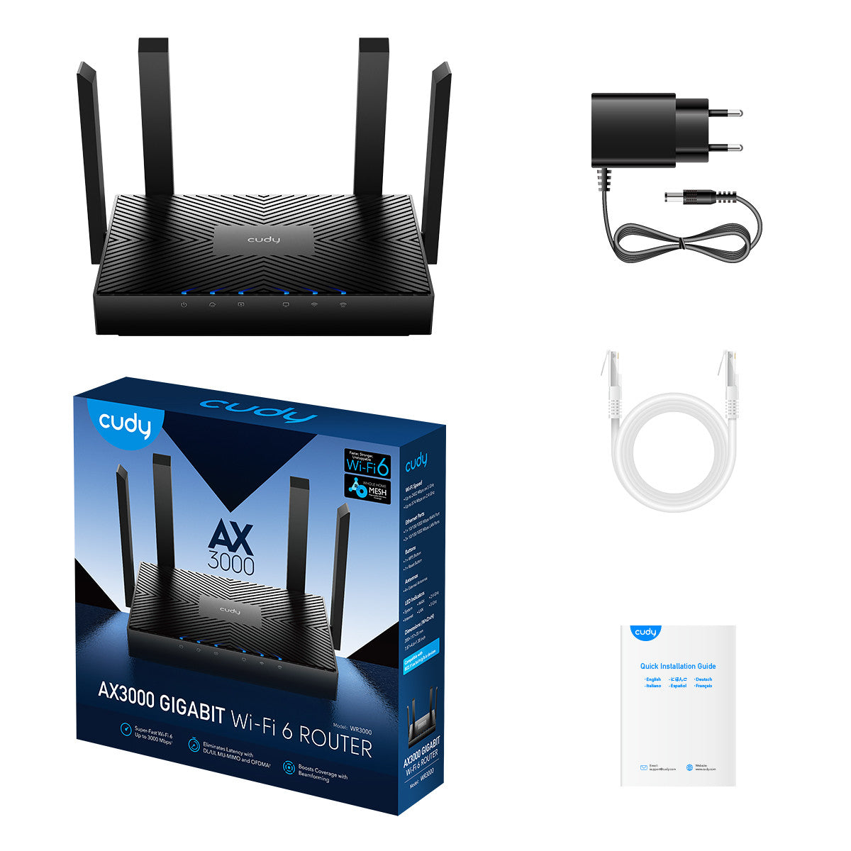 Cudy AX3000 Gigabit Wi-Fi 6 Mesh Router | WR3000