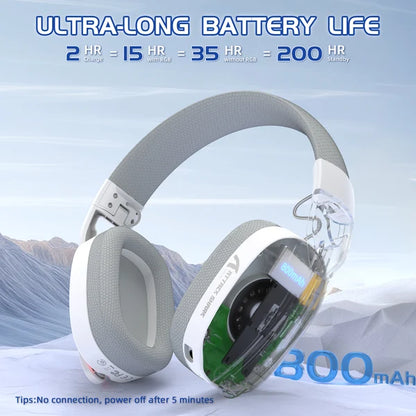 ATTACK SHARK L90 Foldable RGB Ultra-Light Tri-Mode Gaming Headset - WHITE