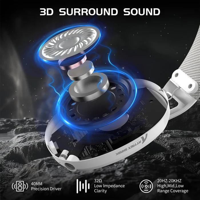 ATTACK SHARK L80 Ultra-Light Tri-Mode Gaming Headset - White