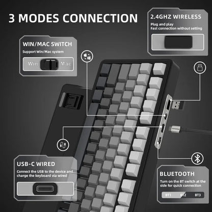 ATTACH SHARK X85 TRI MODE MECHANICAL GAMING KEYBOARD - MOONLIGHT