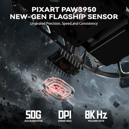 ATTACK SHARK R2 Magnesium Alloy PAW3950 Gaming Mouse 8K (Not Include the Charging Dock) - Black