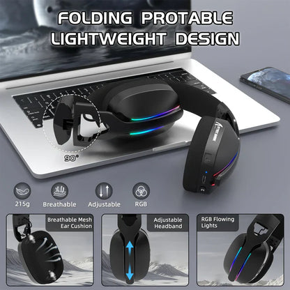 ATTACK SHARK L90 Foldable RGB Ultra-Light Tri-Mode Gaming Headset - Black