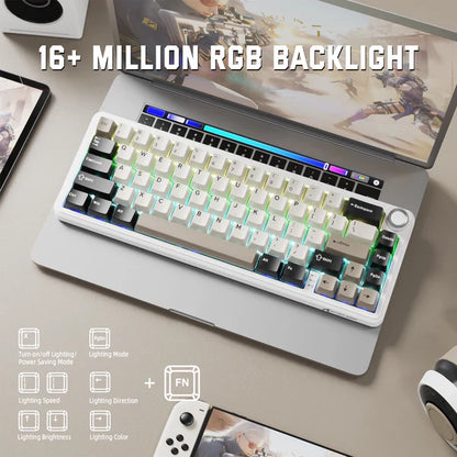 ATTACK SHARK X66 Wireless Mechanical Keyboard with Side Printed PBT Keycaps| CHEESEWHITE