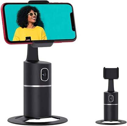 Auto Face Tracking Phone Holder, No App Required, 360° Rotation Face Body Phone Tracking Tripod Smart Shooting Camera Mount for Live Vlog Streaming Video, Rechargeable Battery-Black