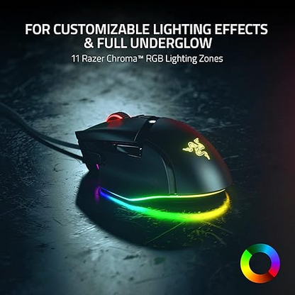 Razer Basilisk V3 Ergonomic Wired Gaming Mouse - Classic Black | RZ01-04000100-R3M1 – 26,000 DPI, 10+1 Programmable Buttons, Razer HyperScroll Tilt Wheel, Optical Mouse Switches Gen-2, Chroma RGB, Speedflex Cable