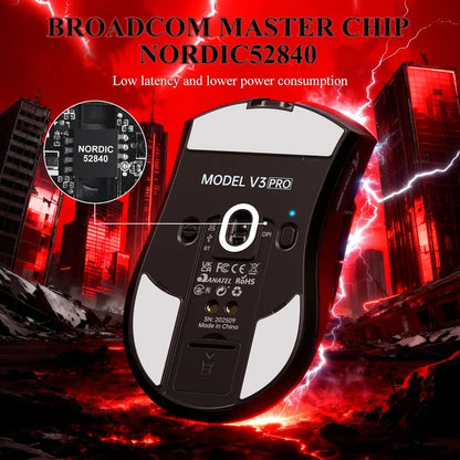 ATTACK SHARK V3PRO Ultra-Light Tri-Mode Gaming Mouse with Charging Dock - Black