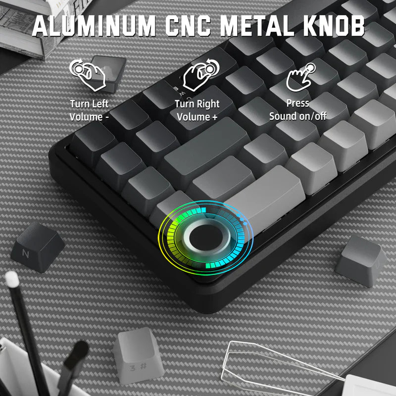 Attack Shark X66 Mechanical Keyboard – 66 Keys, Tri-Mode Wireless, Strawberry Switches, RGB, Gasket Mount, Hot-Swappable, PBT Keycaps |MOONLIGHT