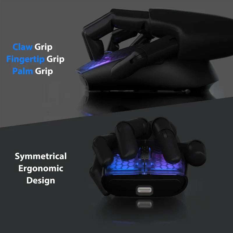 ATTACK SHARK X5 RGB Ultra-Light 49g Wireless Gaming Mouse, PixArt PAW3212 Sensor 4000 DPI, Tri-Mode Wired/2.4G/BT5.1, RGB Honeycomb Design | Black