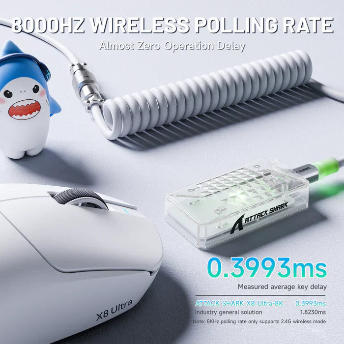 ATTACK SHARK X8 Ultra 8KHz Wireless Gaming Mouse - White