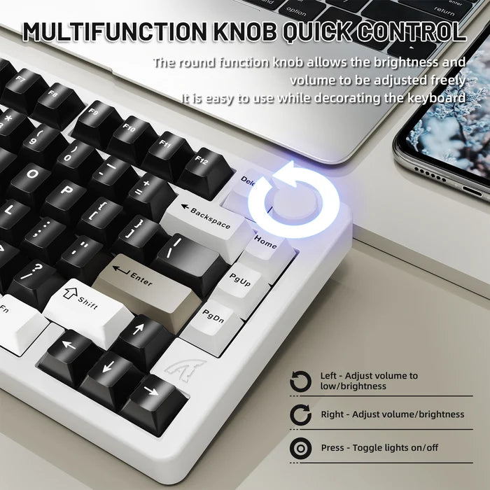 ATTACK SHARK X86 Full Aluminum Keyboard - Milk White Green Tea
