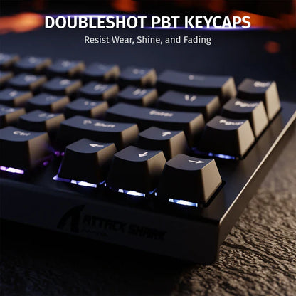 Attack Shark X68 HE Mechanical Keyboard – 66 Keys, Wired RGB, 8KHz Magnetic Switches, Rapid Trigger, Adjustable Actuation, RT/MT/DKS | BLACK