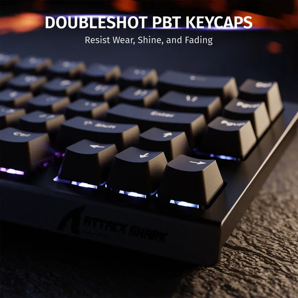 Attack Shark X68 HE Mechanical Keyboard – 66 Keys, Wired RGB, 8KHz Magnetic Switches, Rapid Trigger, Adjustable Actuation, RT/MT/DKS | BLACK