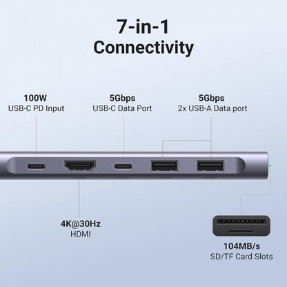 UGREEN 7-in-1 USB-C HUB Docking Station Adapter - CM195 | 15214