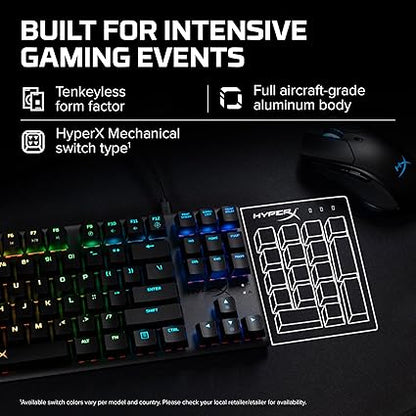 HyperX Alloy Origins Core - Tenkeyless Mechanical Gaming Keyboard, Software Controlled Light & Macro Customization, Compact Form Factor, RGB LED Backlit, Linear HyperX Red Switch,Black