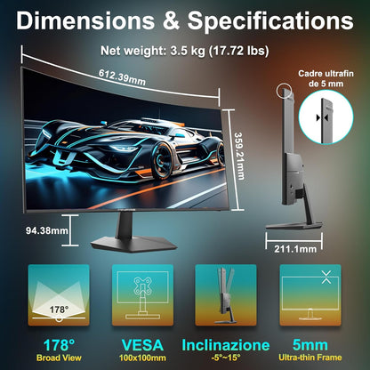 MINIFIRE MF27C1 CURVED MONITOR 27″ 100hz with built in speaker