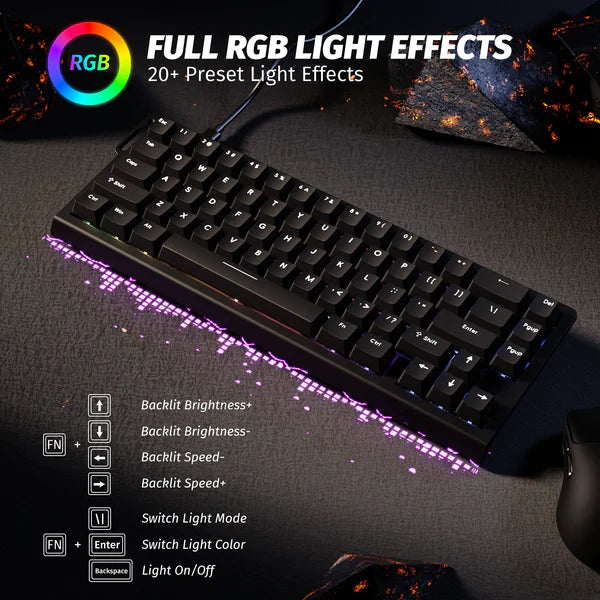 Attack Shark X68 HE Mechanical Keyboard – 66 Keys, Wired RGB, 8KHz Magnetic Switches, Rapid Trigger, Adjustable Actuation, RT/MT/DKS | BLACK