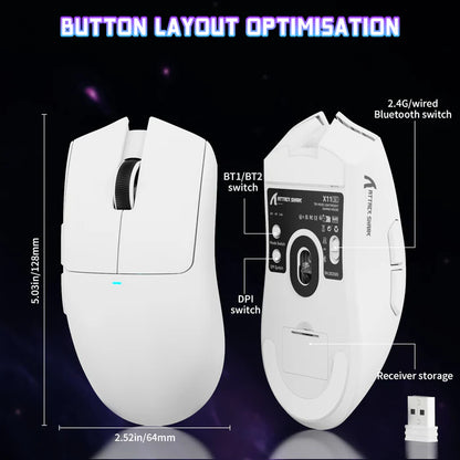 ATTACK SHARK X11SE Wireless Gaming Mouse - White
