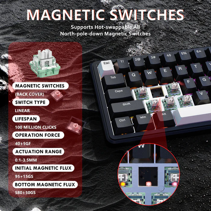 ATTACK SHARK X65 HE Magnetic Switch Rapid Trigger Keyboard - Business Black