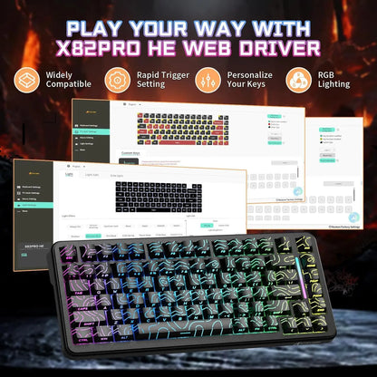 Attack Shark X82 PRO HE Wireless Gaming Keyboard – Magnetic Switch,Tri-Mode, RGB Backlight|COMIC