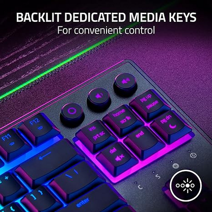Razer Ornata V3 TKL Gaming Keyboard: Low Profile Keys - Mecha Membrane Switches - UV Coated Keycaps - Backlit Media Keys - 8 Zone RGB Lighting - Spill Resistant - Magnetic Wrist Wrest Snap Tap