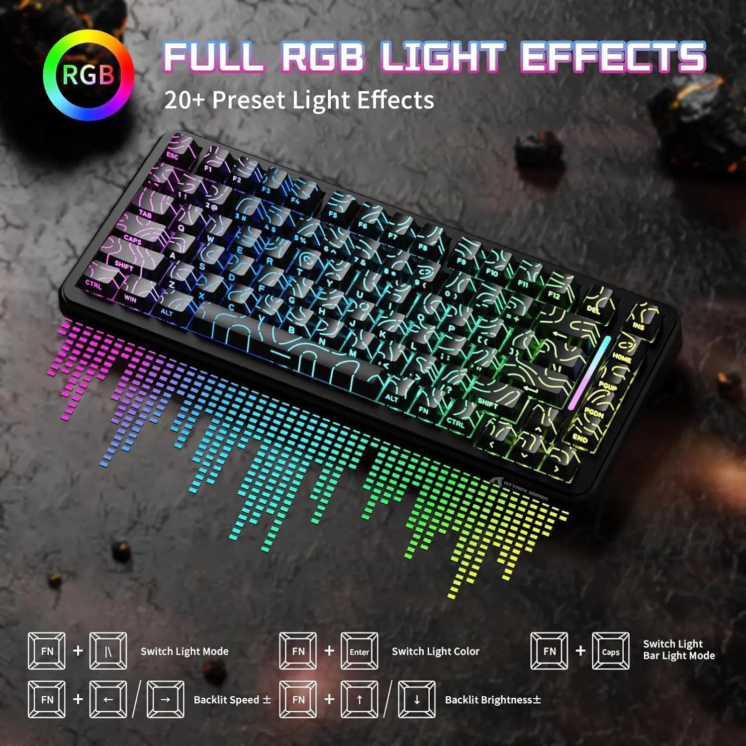 Attack Shark X82 PRO HE Wireless Gaming Keyboard – Magnetic Switch, Tri-Mode,  RGB Backlight,|WHITE