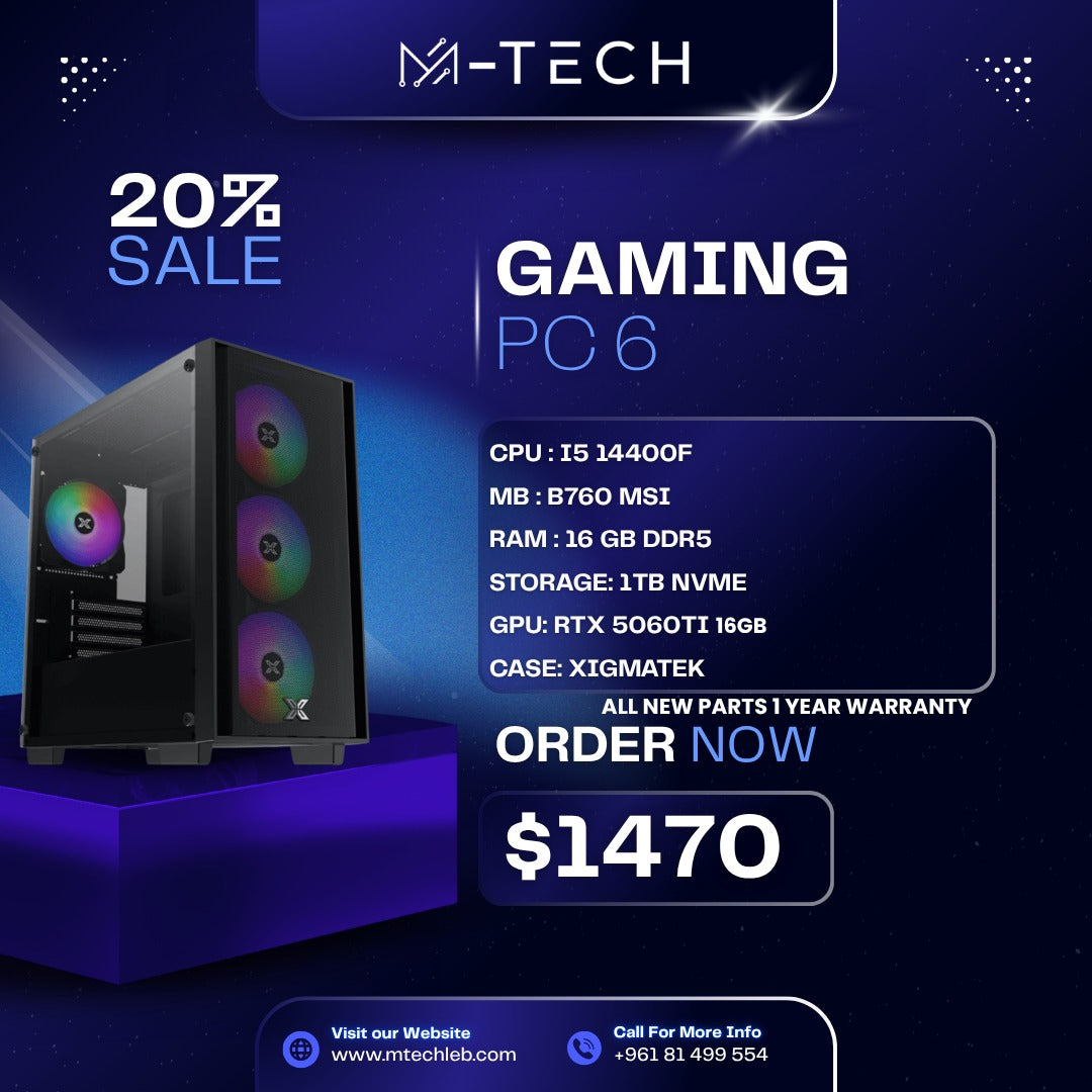 PC OFFER 6 : I5 14400F 16GB 1TB RTX 5060TI