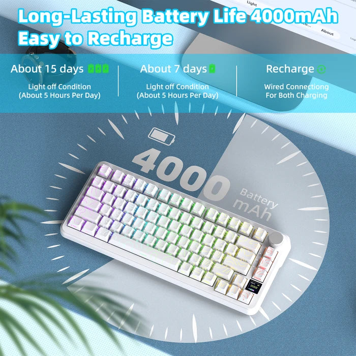 ATTACK SHARK X85PRO Tri-mode Gasket Mechanical Keyboard - White Contour