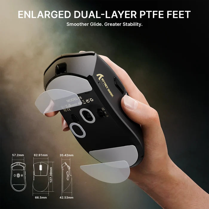 ATTACK SHARK V8 Ultra-Light Ergonomic Wireless Gaming Mouse - Black