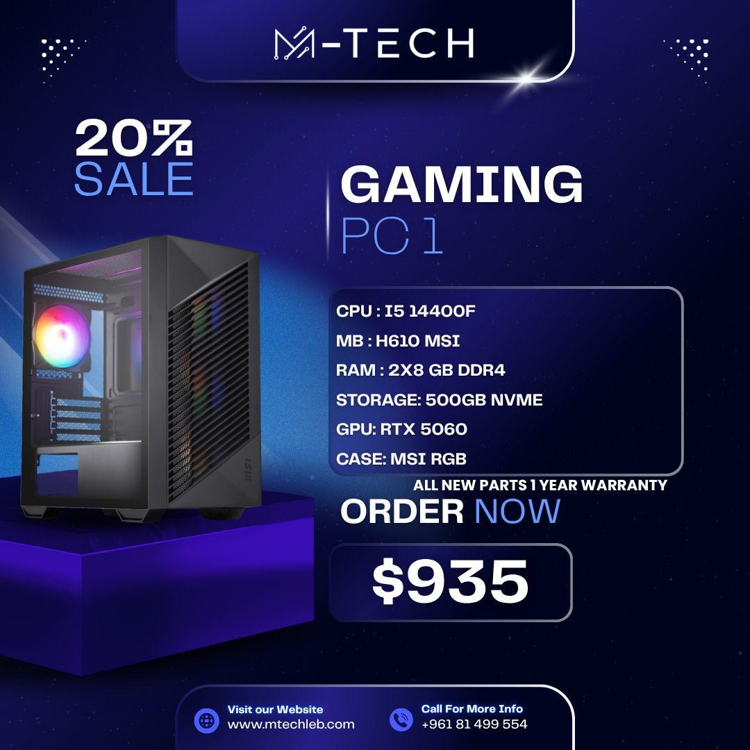 PC OFFER 1 : I5 14400F 16GB 500GB RTX 5060