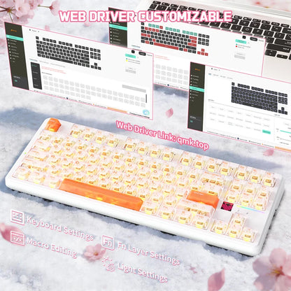 ATTACK SHARK X87 ULTRA Wireless Mechanical Keyboard - Ice Orange Megalodon