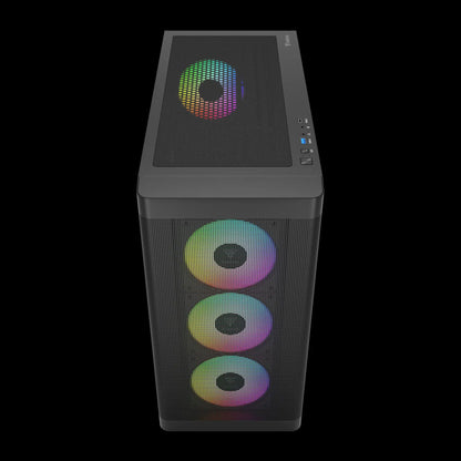 GAMDIAS ATHENA M3  – High-Airflow Mid-Tower With 4 ARGB PWM Fans - Black