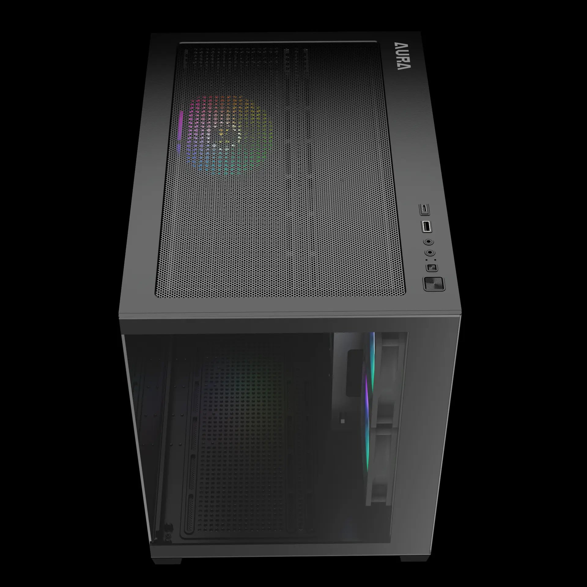 GAMDIAS AURA GC10M V2 ARGB Micro-Tower Case With Panoramic Tempered Glass - Black