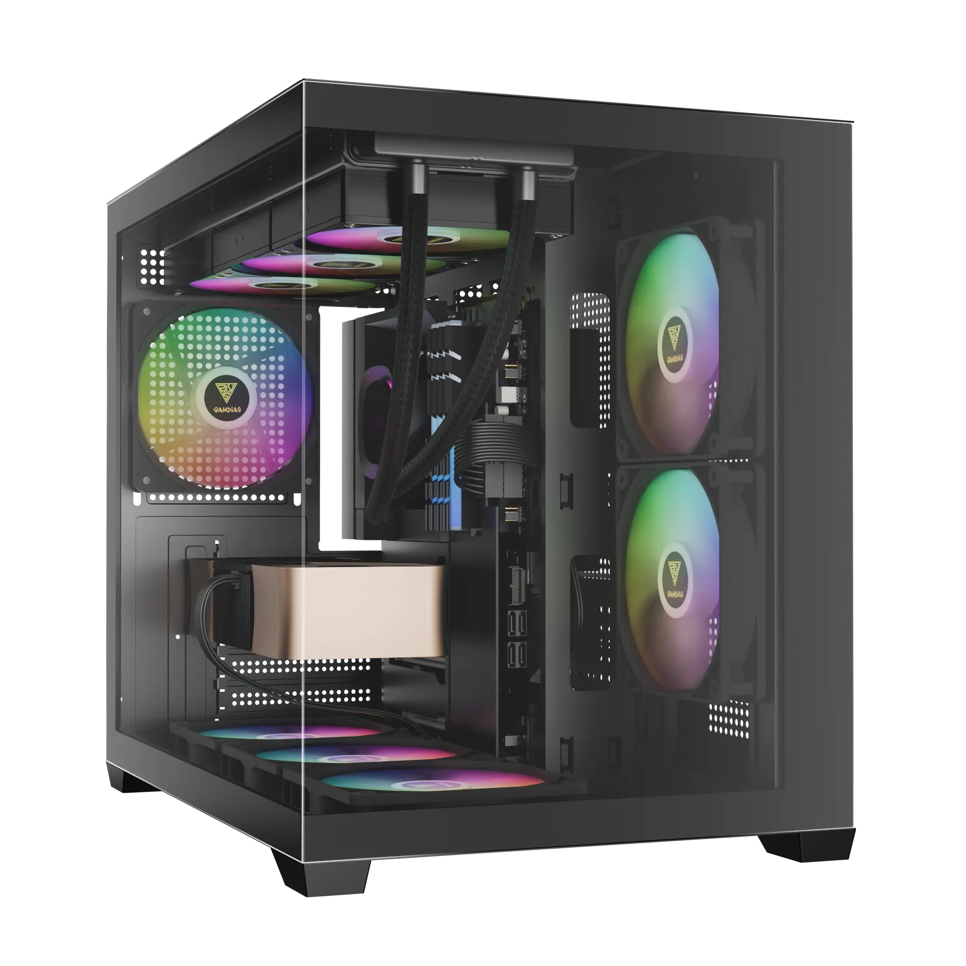 GAMDIAS AURA GC10M V2 ARGB Micro-Tower Case With Panoramic Tempered Glass - Black