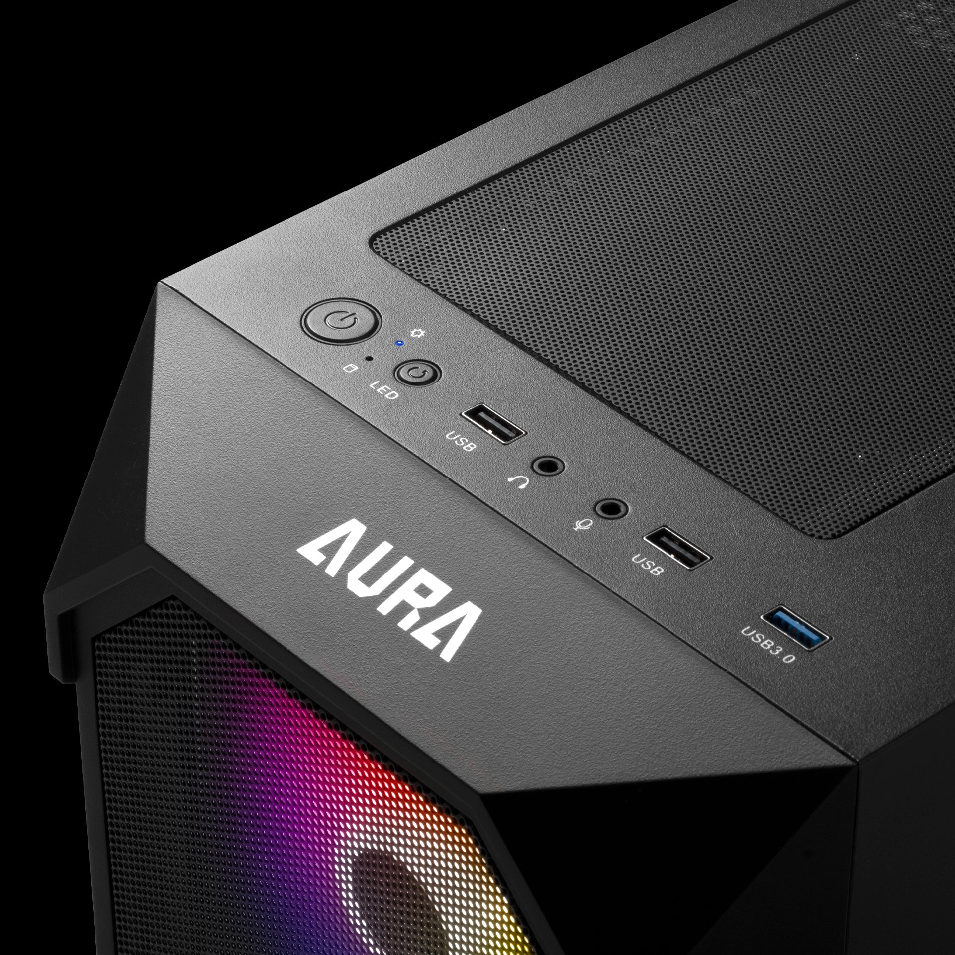Gamdias Aura GC1 Mid Tower Case With Mesh Front Panel, 4 ARGB - Black