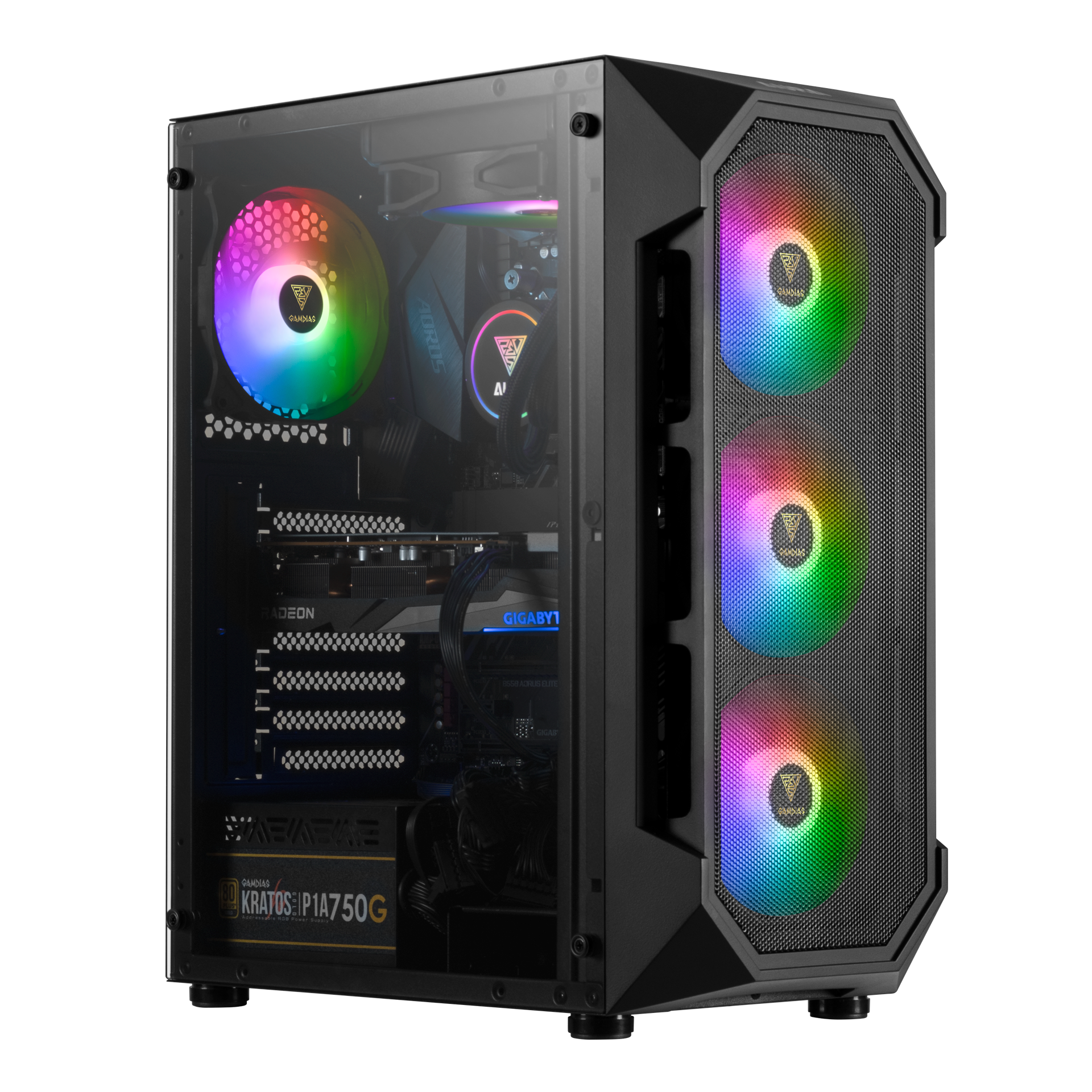 Gamdias Aura GC1 Mid Tower Case With Mesh Front Panel, 4 ARGB - Black