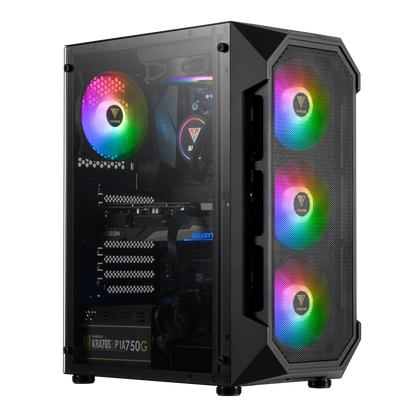 Gamdias Aura GC1 Mid Tower Case With Mesh Front Panel, 4 ARGB - Black