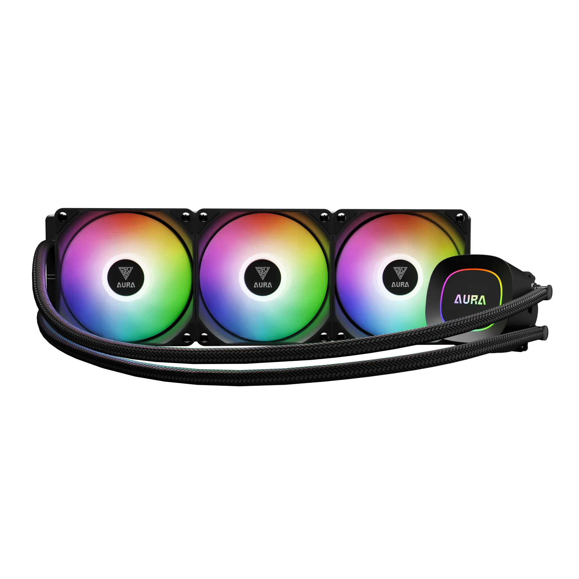 GAMDIAS AURA GL360 LITE ARGB AIO Liquid CPU Cooler With 360mm Radiator, Copper Base, PWM Hydraulic Fans, Motherboard Sync, LGA 1851 & AM5 Support, Easy Universal Mounting