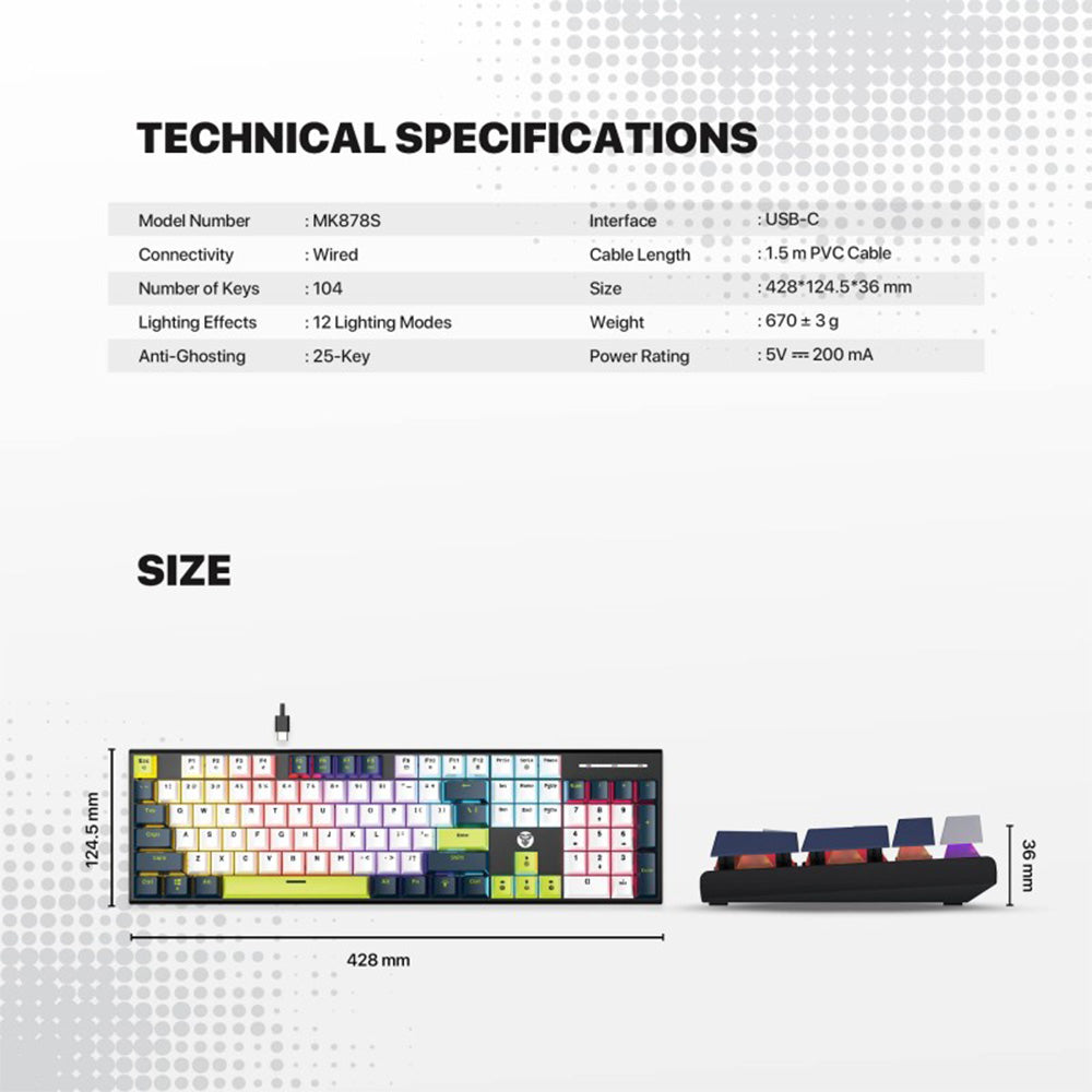 Fantech MORI Edition MK878S – ATOM104S, Wired Mechanical Keyboard White