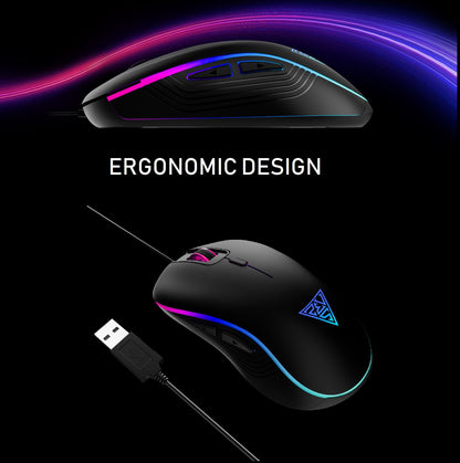 GAMDIAS AURA GS3 RGB Wired Gaming Mouse ; 7-color Breathing RGB ; 6 Programmable Keys ; 3600 DPI Optical Sensor ; Ergonomic Design ; USB-A Wired | BLACK