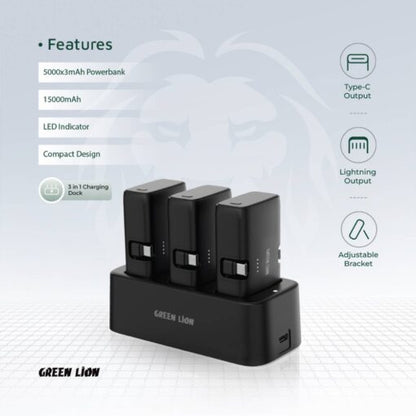 Green Lion 3 In 1 Power Bank Station