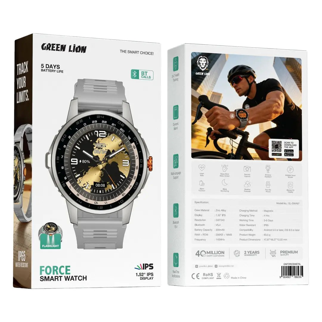Green Lion Force Smart Watch-Grey